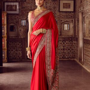 Shyamangi Embroidered Silk Saree - Red