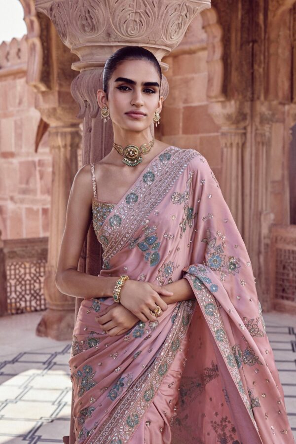 Aurima Gota Patti Saree - Blush