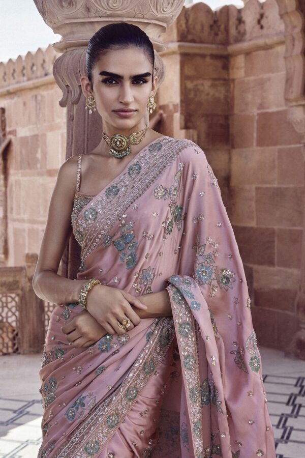 Aurima Gota Patti Saree - Blush - Image 3