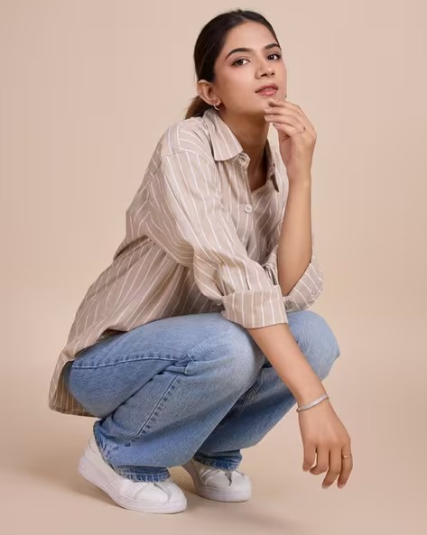 Stripes Shirt With Roll up Sleeves